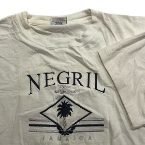 Vintage Y2K Negril Tropical Jamaica‎ White T Shirt Vacation T Shirt Size 2x